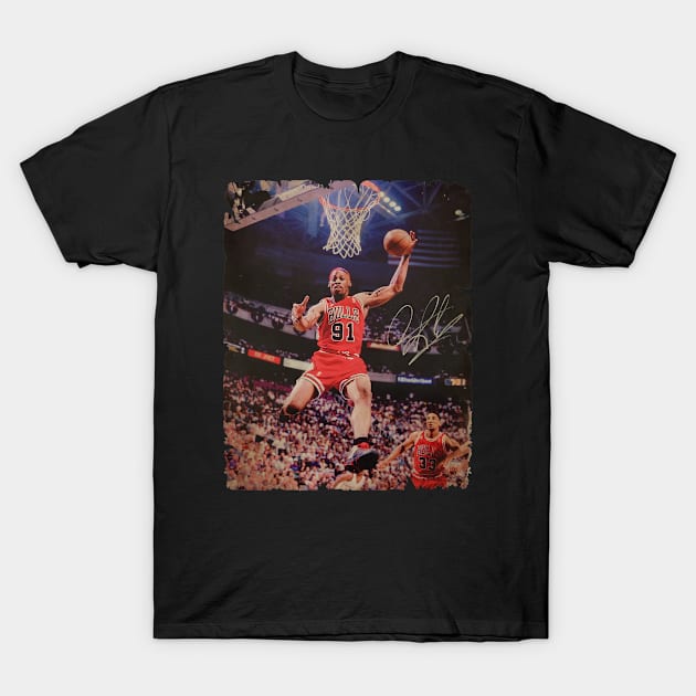 Dennis Rodman In Chicago Bulls Dunk Vintage T-Shirt by CAH BLUSUKAN